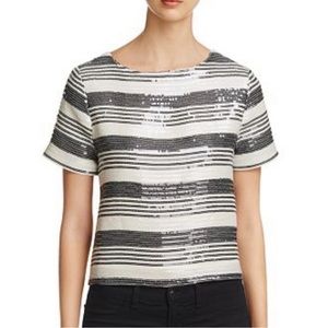 Cupcakes and Cashmere Black and White Sequined top Size S